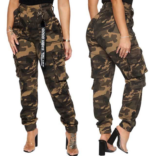 High Waist Slim Cargo Pants