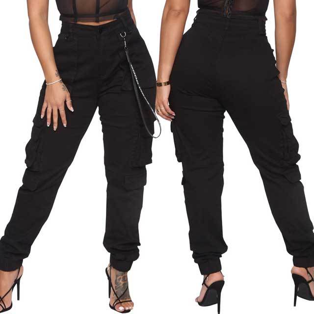 High Waist Slim Cargo Pants