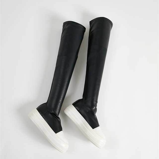 Thick Sole Leather Over Knee Boots