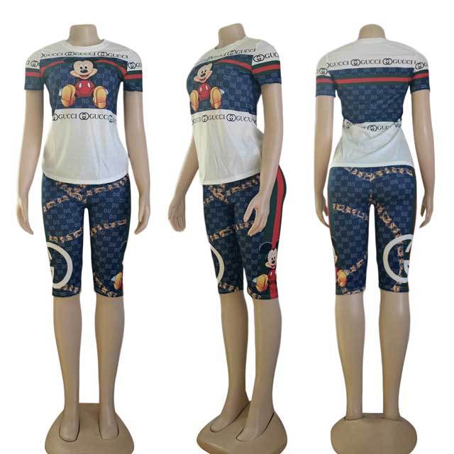Cartoon Print Casual Short Set