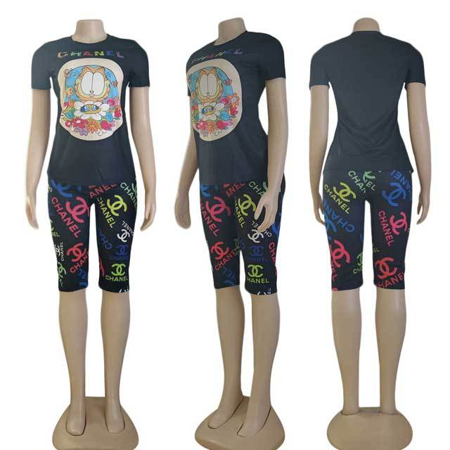 Cartoon Print Casual Short Set