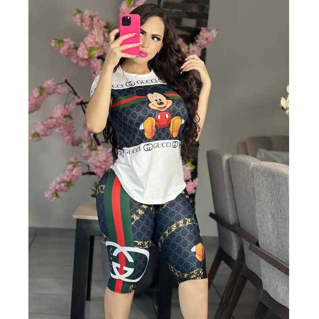 Cartoon Print Casual Short Set