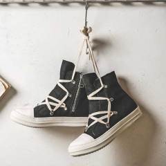 Chic Lace-Up Zipper Canvas Sneakers