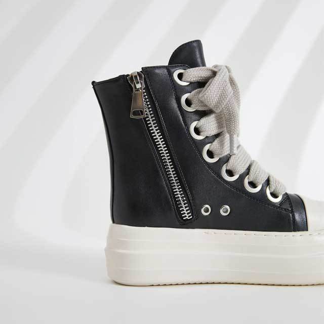 Big Lace-Up Thick Sole Leather Sneakers
