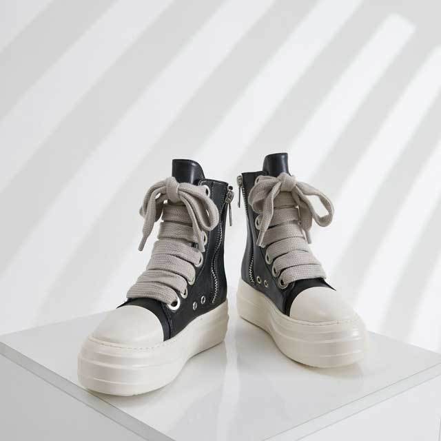 Big Lace-Up Thick Sole Leather Sneakers