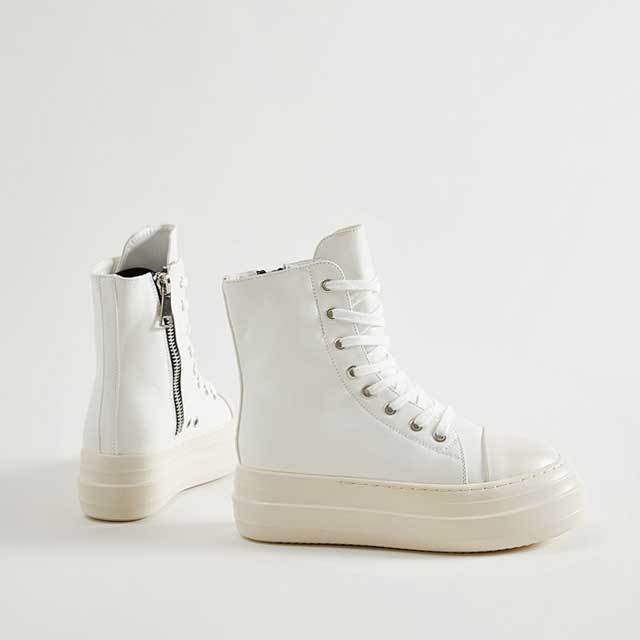 Thick Sole Lace-Up Women Leather Sneakers