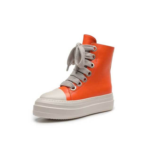 Big Lace-Up Thick Sole Leather Sneakers