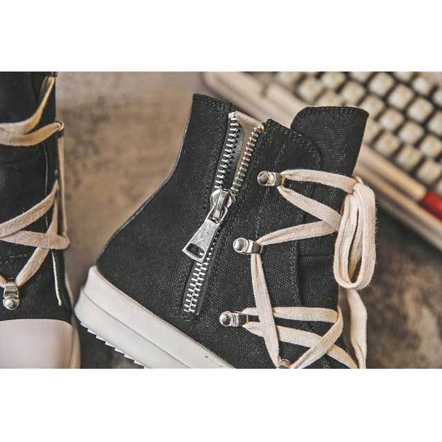 Chic Lace-Up Zipper Canvas Sneakers