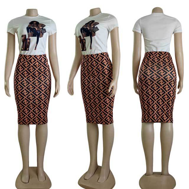 Printed Bodycon Skirt Set