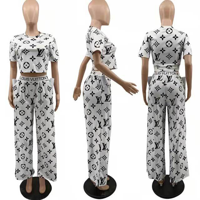 Printed Short Sleeve Casual Pants Set