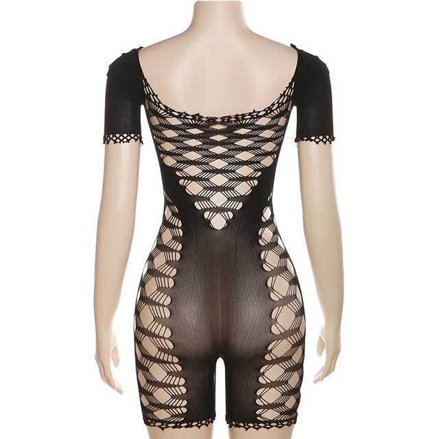 See Through Mesh Lingerie Romper