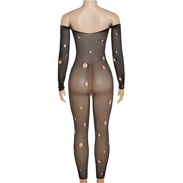 Hollow Out Mesh Lingerie Jumpsuit