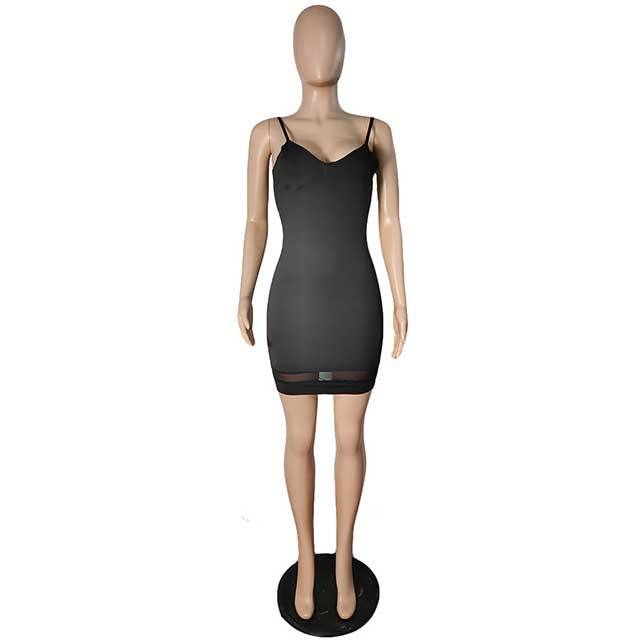 Deep V Neck Cami Straps Bodycon Dress