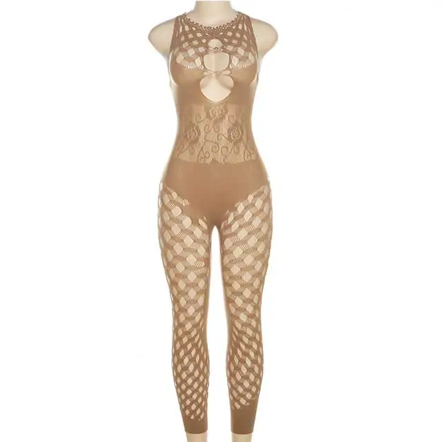 Sleeveless Hollow Out Lingerie Jumpsuit