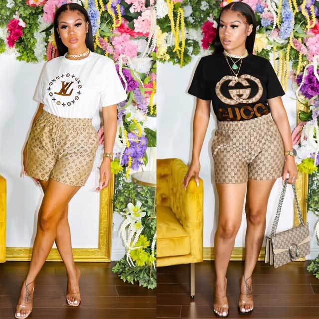 Printed Casual Women Short Set