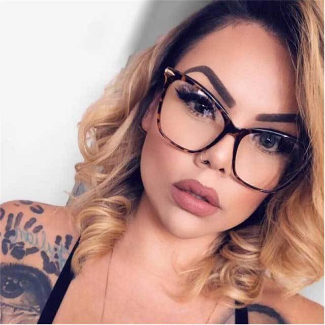 Retro Large Frame Cat Eye Glasses