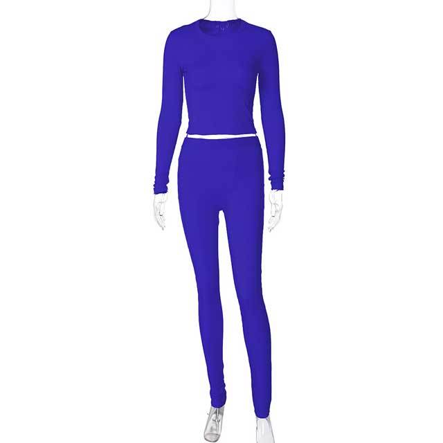 Ribbed Long Sleeve Casual Jogging Suit
