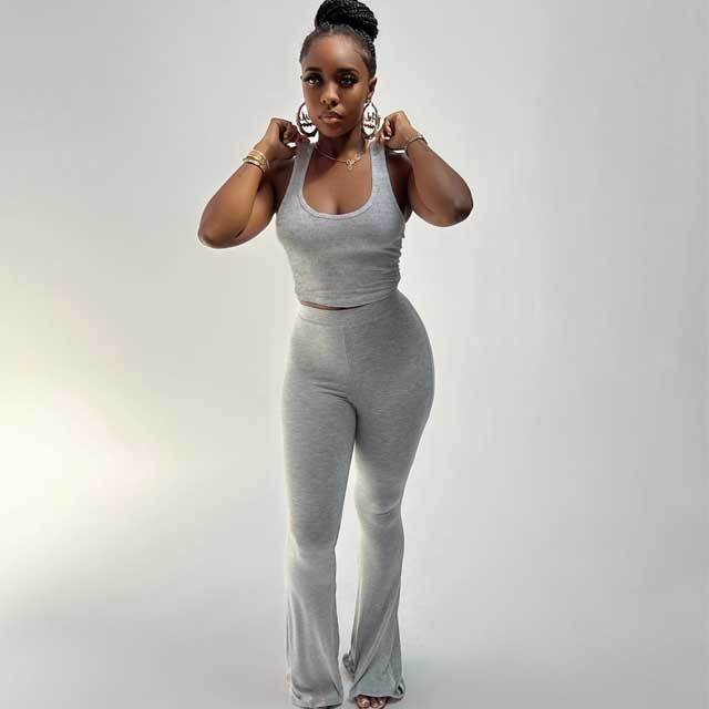 Basic Tank Top Bell Pants Set