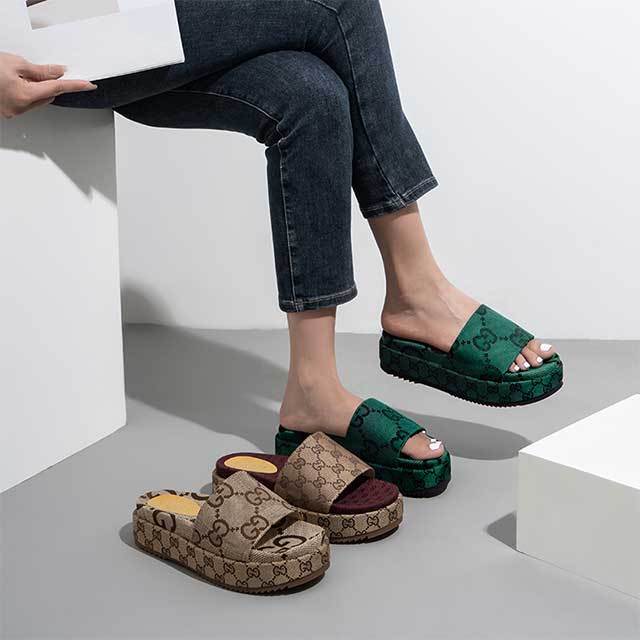 Letters Embroidery Design Platform Slides Shoes