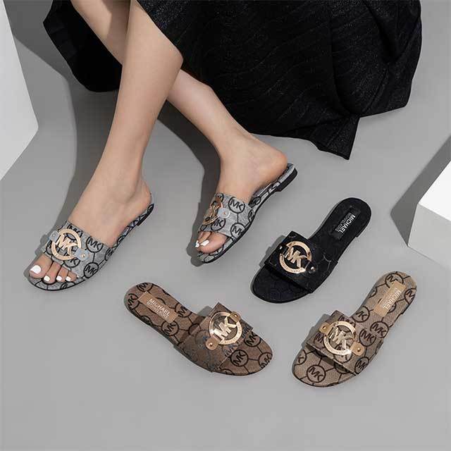 Alphabet Metal Buckle Slippers