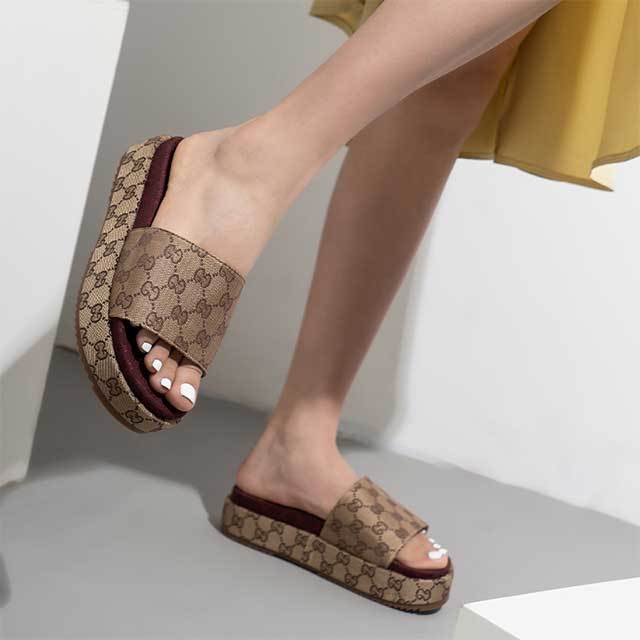 Letters Embroidery Design Platform Slides Shoes
