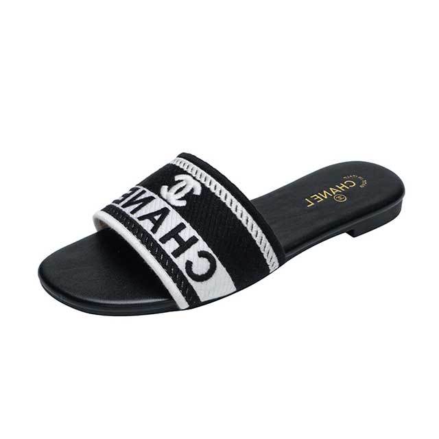 Street Fashion Embroidery Flat Slides Shoes