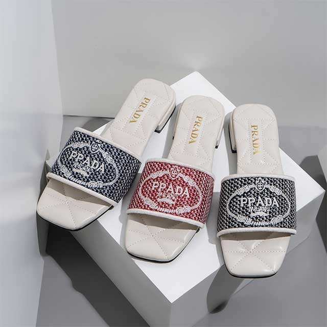 Embroidery Brand Design Low Heels Slides Shoes