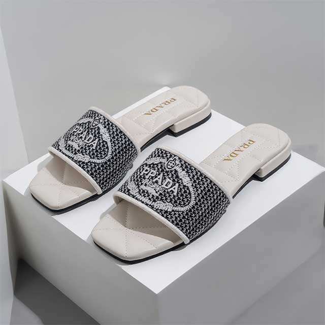 Embroidery Brand Design Low Heels Slides Shoes
