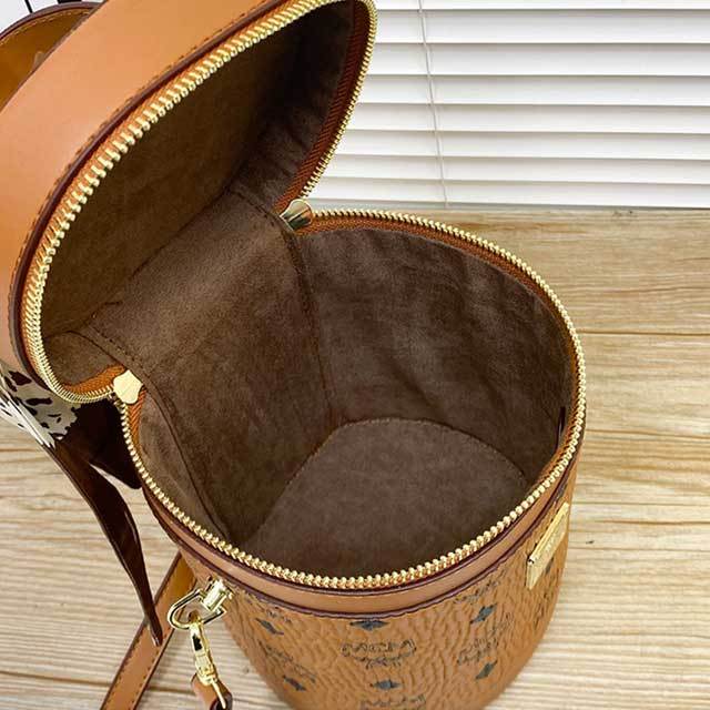 Leather Crossbody Bucket Makeup Bag