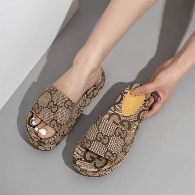 Letters Embroidery Design Platform Slides Shoes