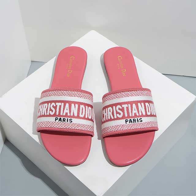 Open Toe Embroidery Flat Slides Shoes