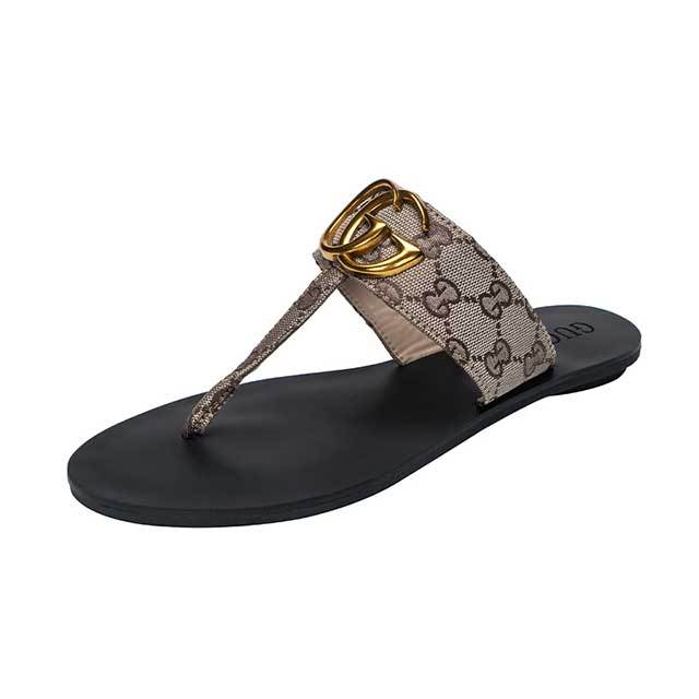 Alphabet Metal Buckle Flip Flops Slides