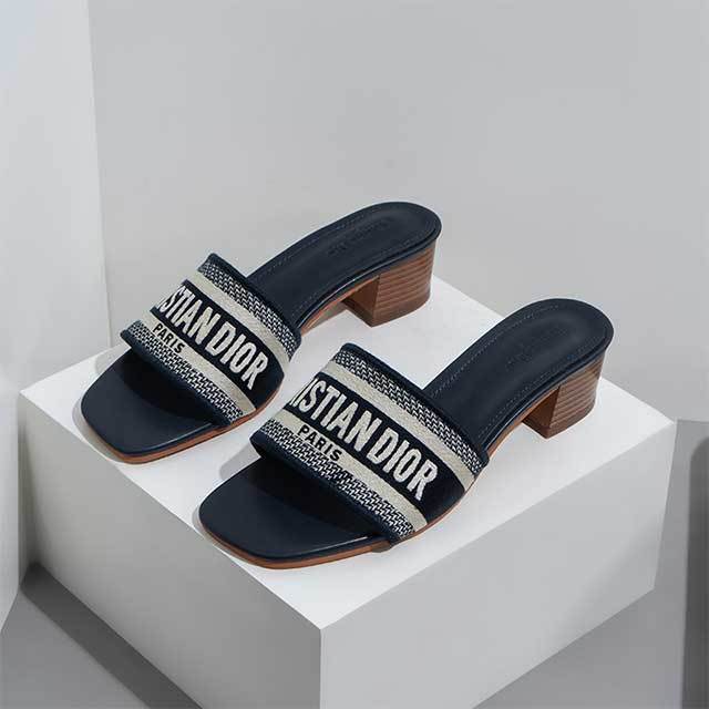 Chunky Heel Open Toe Slippers Shoes