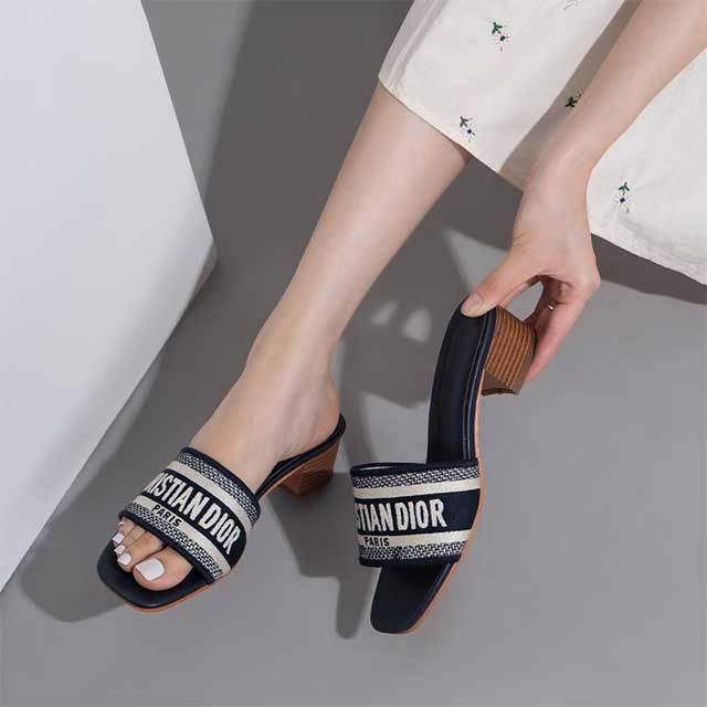 Chunky Heel Open Toe Slippers Shoes
