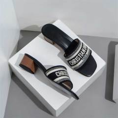 Chunky Heel Open Toe Slippers Shoes