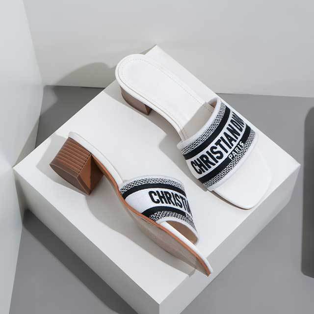 Chunky Heel Open Toe Slippers Shoes