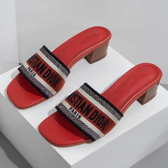 Chunky Heel Open Toe Slippers Shoes