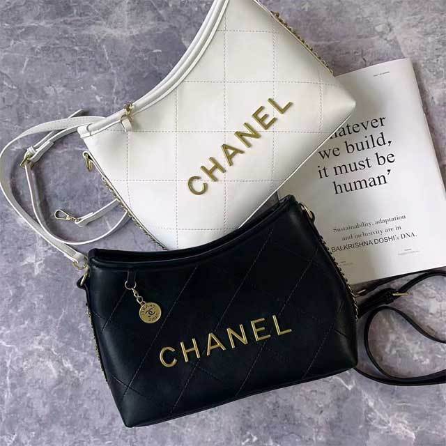 Chained Leather Shoulder Bag