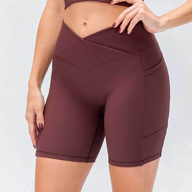 Cross Waistline Fitness Short Leggings