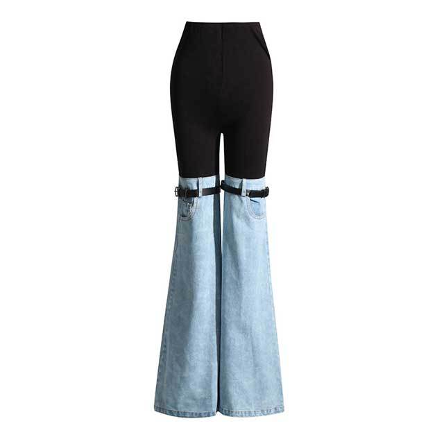 Chic Spliced High Waist Bell Pants