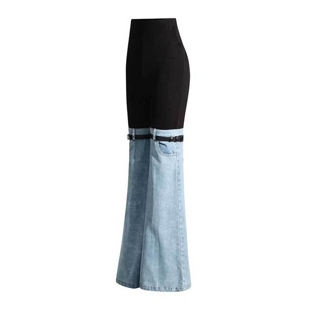 Chic Spliced High Waist Bell Pants