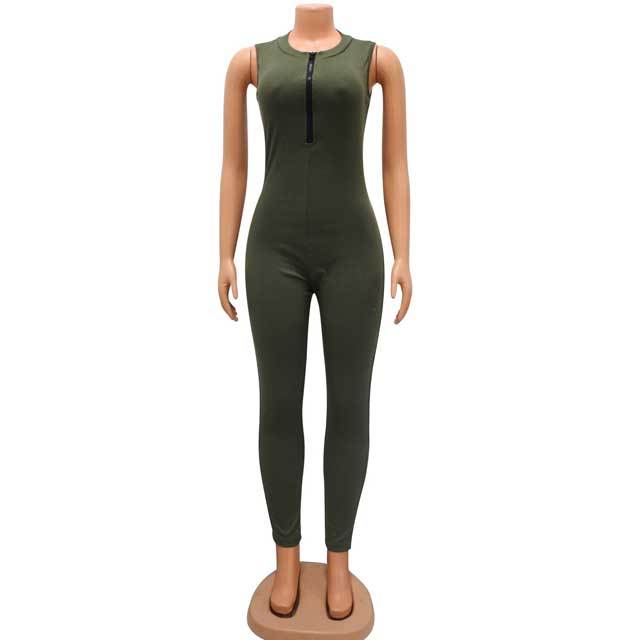 Ribbed Sleeveless Fitness Jumpsuit