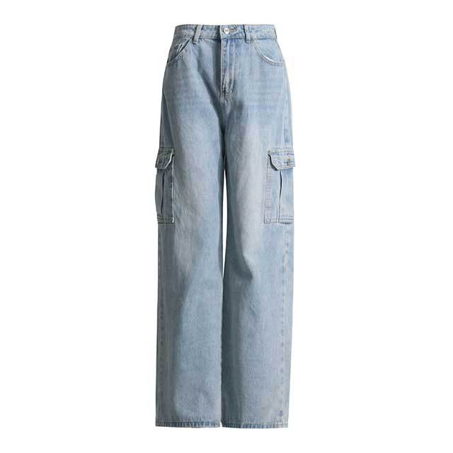 Side Pockets High Waist Cargo Jeans