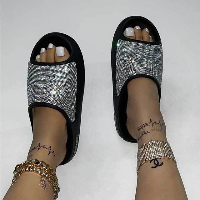 Rhinestones Style Platform Slipes Slippers