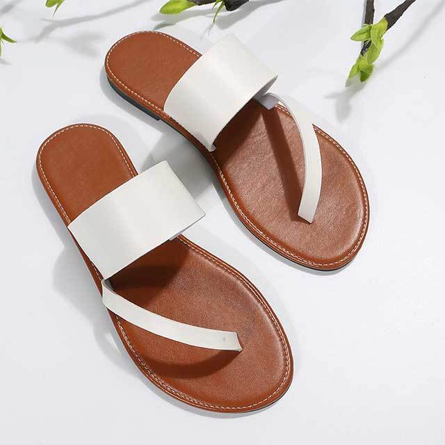 Pu Leather Flat Flip Flops Sandals