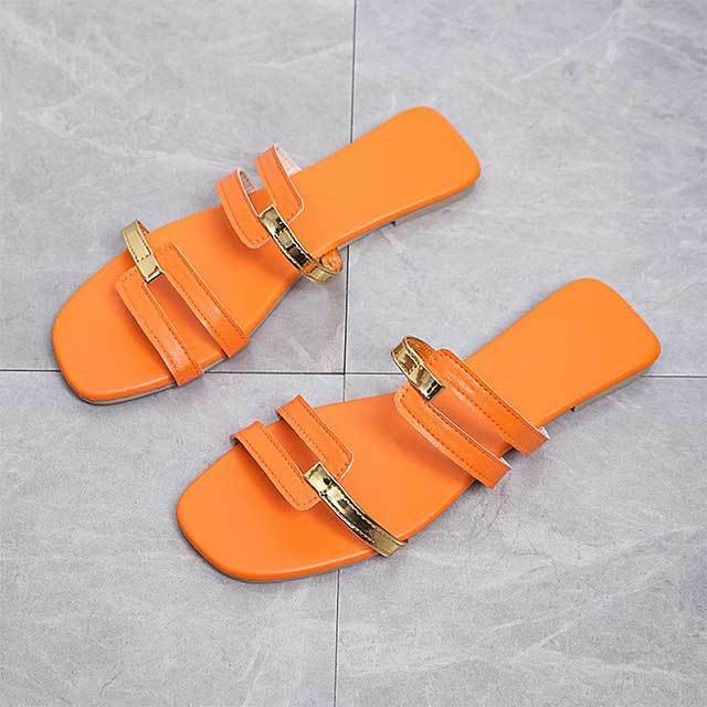 Color Block Hollow Out Flat Slippers Shoes