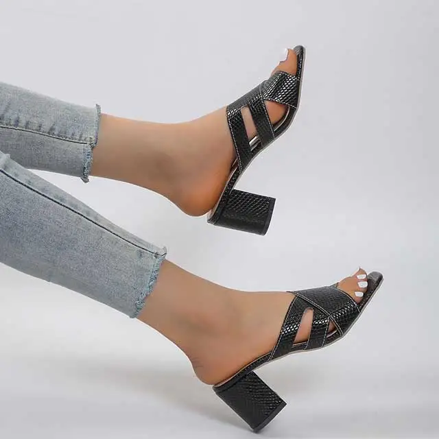 Casual Style Open Toes Thick Heels Sandals