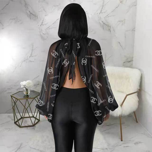 Mesh Printed Slit Top