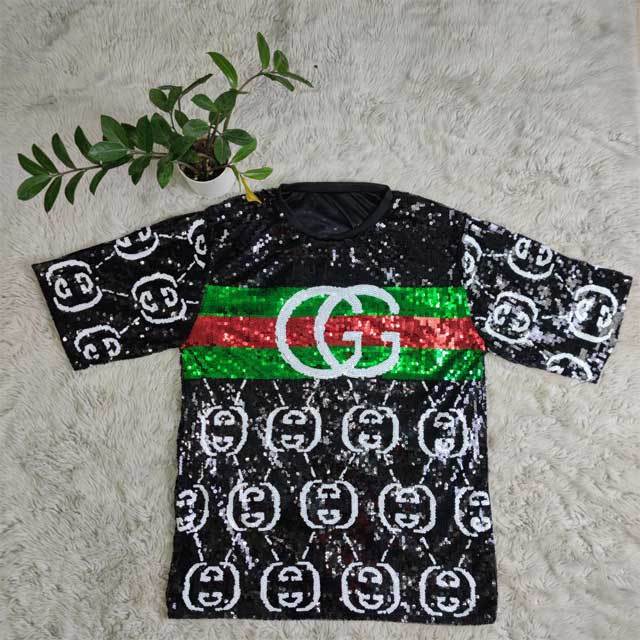Fashion Short Sleeve Sequin Dress