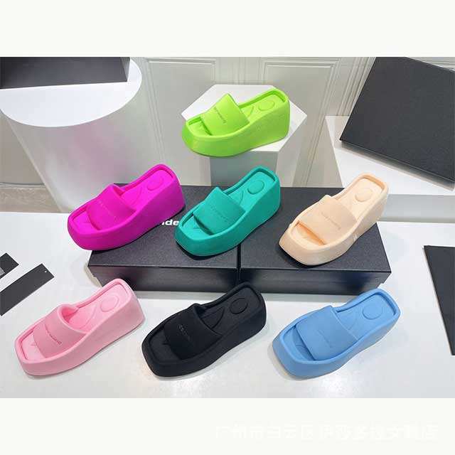 Letters Style Candy Color Wedge Heel Slippers